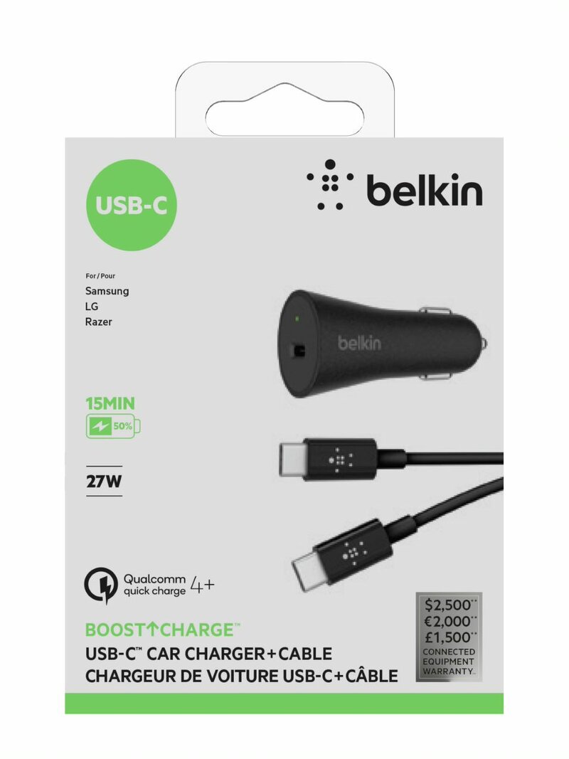 Belkin Billaddare 27W USB-C inkl USB-C till USB-C kabel
