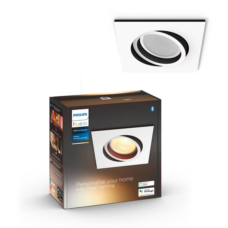 Philips Hue White Ambience Milliskin infällld spotlight 5W / Kvadratisk / Vit / 1-pack