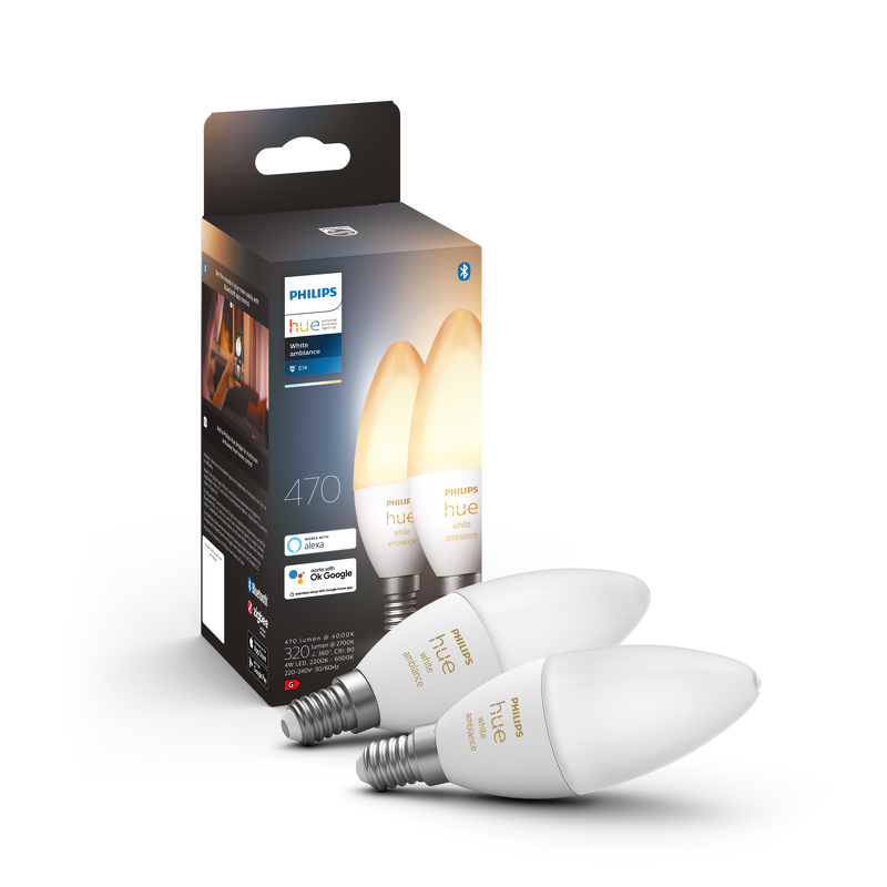 Product Image for Philips Hue White Ambience 5,2W / B39 / E14 / 2-pack