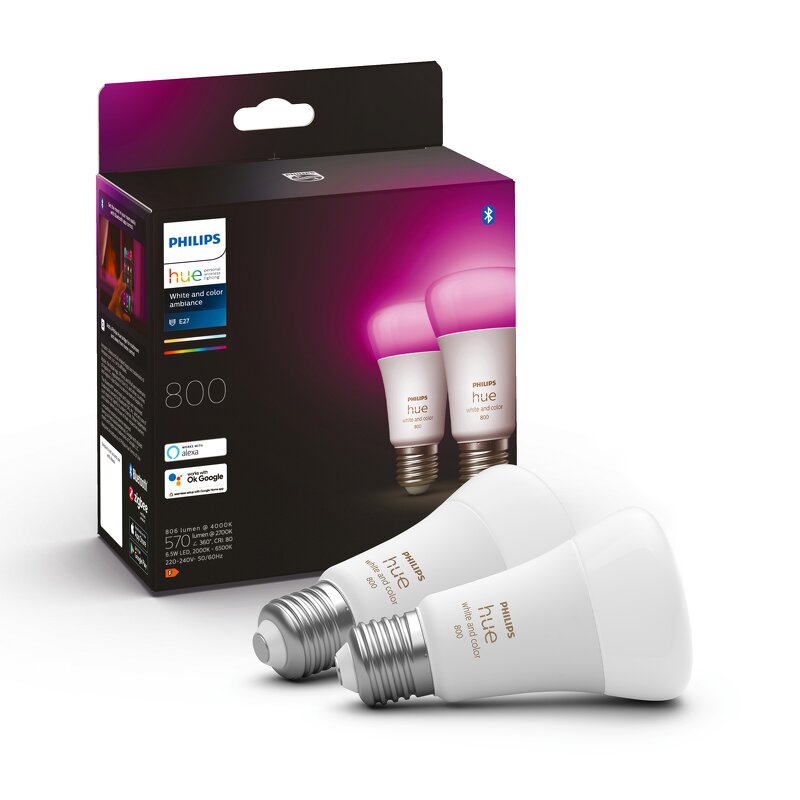 Philips Hue White and Color Ambience 6,5W / A60 / E27 / 2-pack