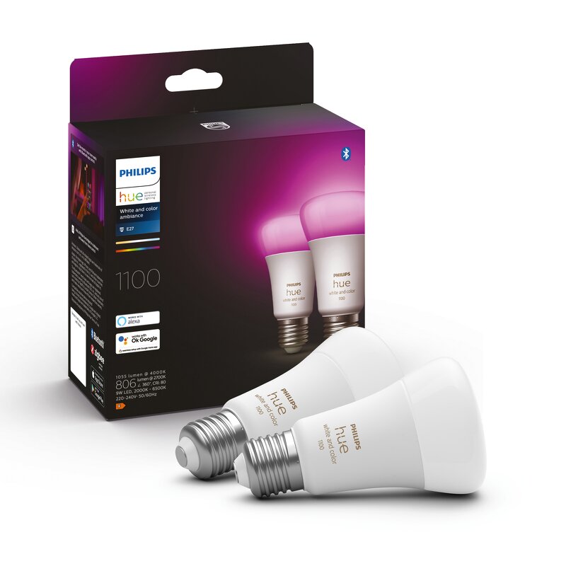 Philips Hue White and Color Ambience 9W / A60 / E27 / 2-pack