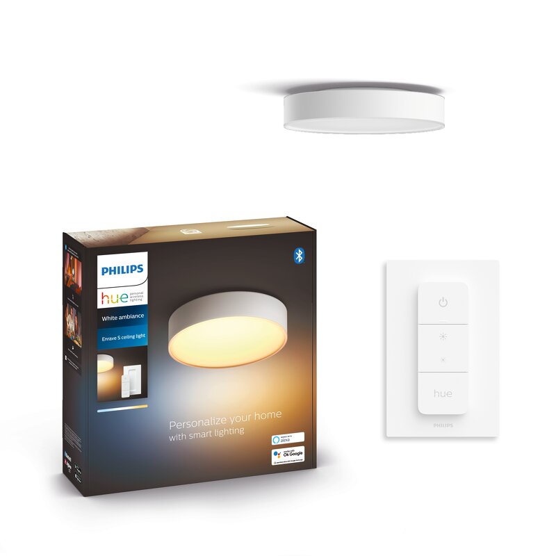 Philips Hue White Ambience Enrave taklampa / Small / Vit (inkl. dimmer switch)