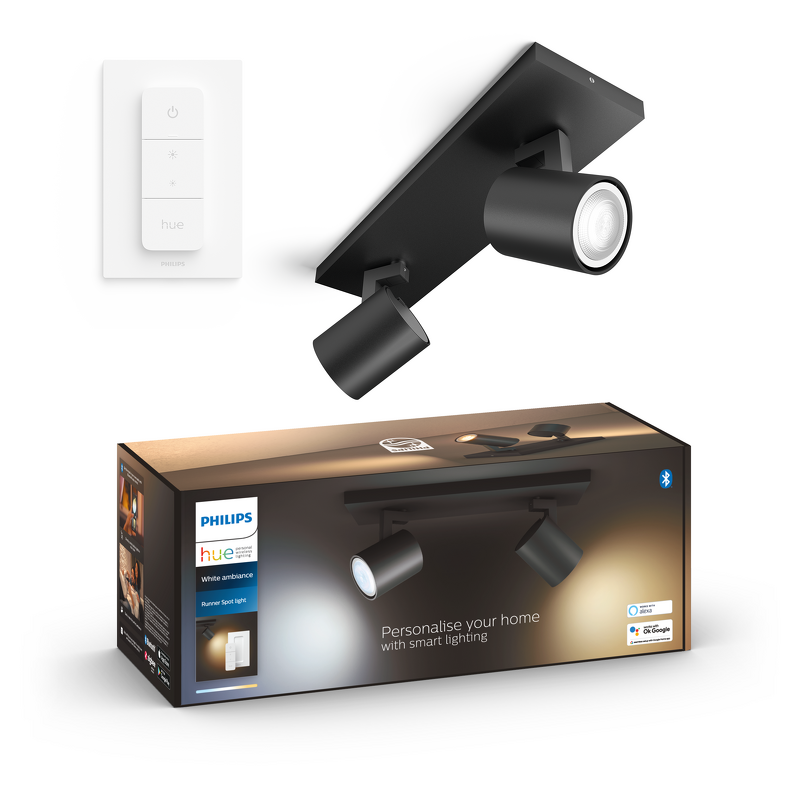 Product Image for Philips Hue White Ambience Runner dubbel spotlight 2x5W / 230V / Svart (inkl. dimmer switch)