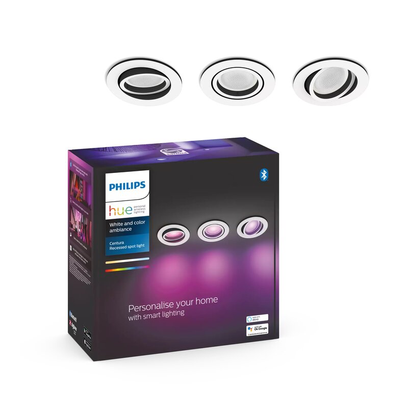 Philips Hue White and Color Ambience Centure infälld spotligt 3x5,7W / Rund / Vit / 3-pack