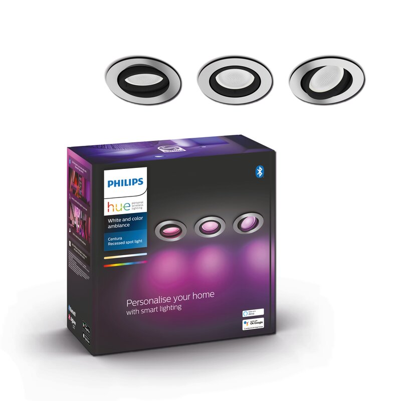 Philips Hue White and Color Ambience Centura infälld spotligt 3×5,7W / Rund / Aluminium / 3-pack