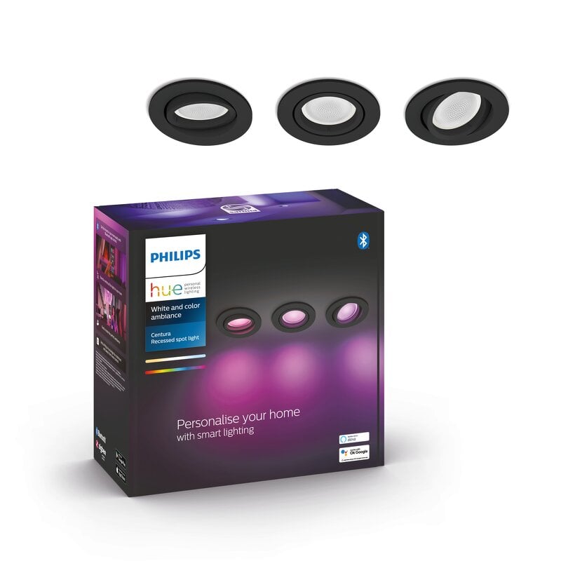 Philips Hue White and Color Ambience Centura infälld spotligt 3×5,7W / Rund / Svart / 3-pack