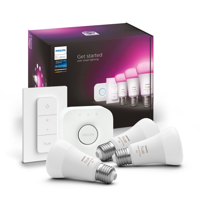 Philips Hue White and Color Ambience 9W / A60 / E24 / Startpaket inkl. 3st ljuskällor + brygga + dim