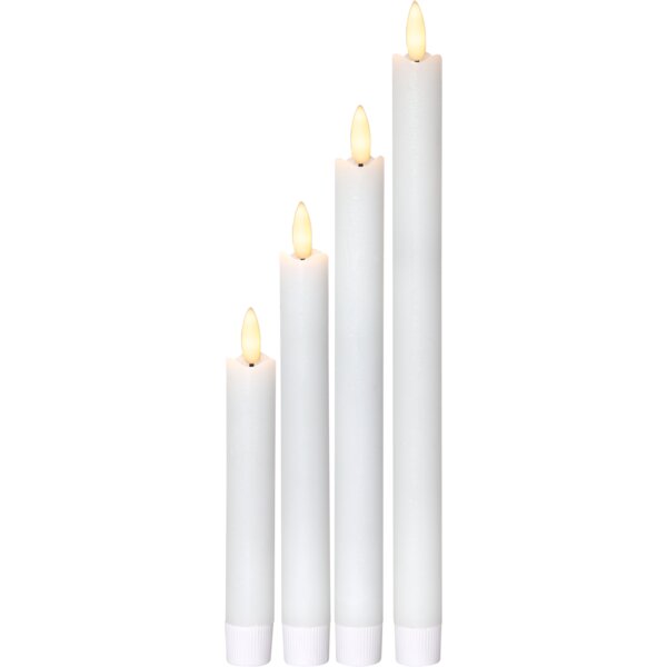 Star Trading Antikljus LED FLAMME 4-pack olika storlekar - Vit