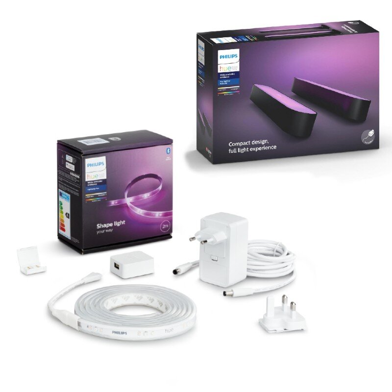 Läs mer om Philips Hue White and Color Ambiance Lightstrip PlusStartpaket + Philips Hue Play 2-pack