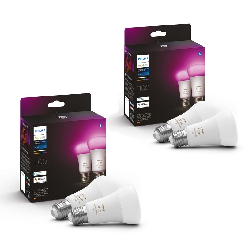 Philips Hue White and Color Ambience 9W / A60 / E27 / 2-pack + 2-pack