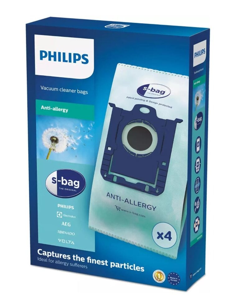 Philips S-Bag Anti-Allergi Dammsugarpåsar FC8022/04 (4-pack)