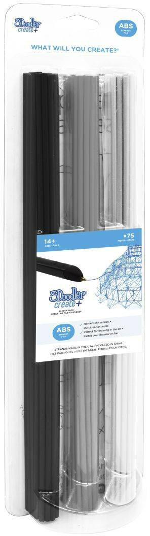 Product Image for 3Doodler Create+ ABS Mixed 75-Pack (Black, Grey, White)