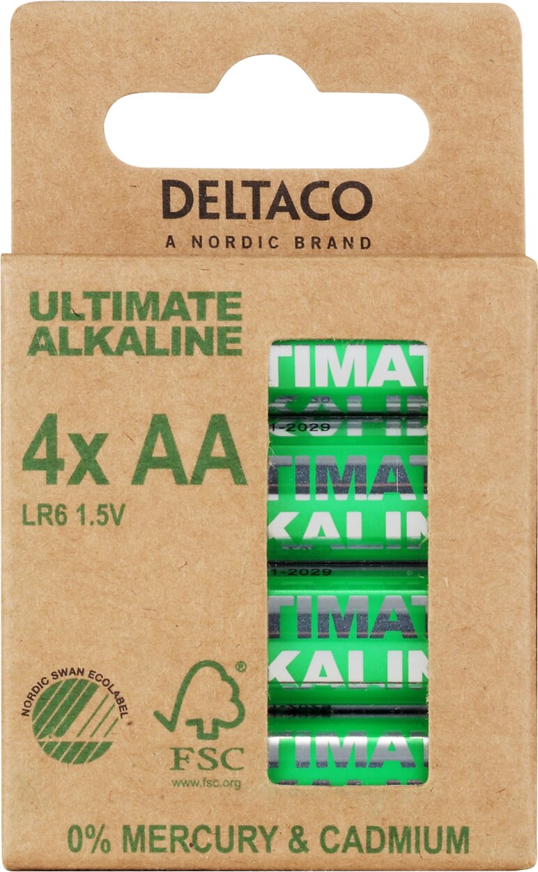 DELTACO Ultimate Alkaline batterier LR6/AA –  4-pack