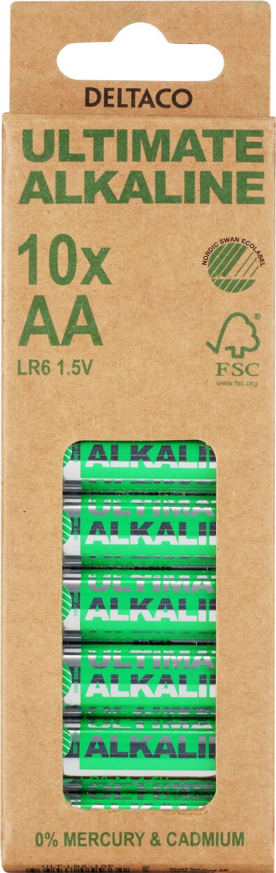DELTACO Ultimate Alkaline batterier LR6/AA – 10-pack