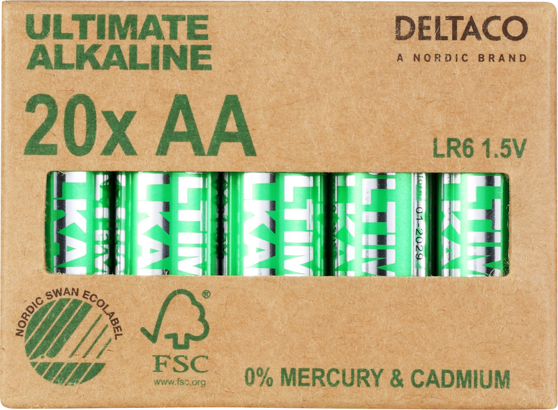 Product Image for DELTACO Ultimate Alkaline batterier LR6/AA - 20-pack