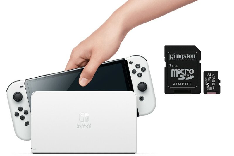 Nintendo Switch (OLED) + Kingston microSDXC Canvas Select Plus – 128GB / Class 10 / UHS-1 / Adapter