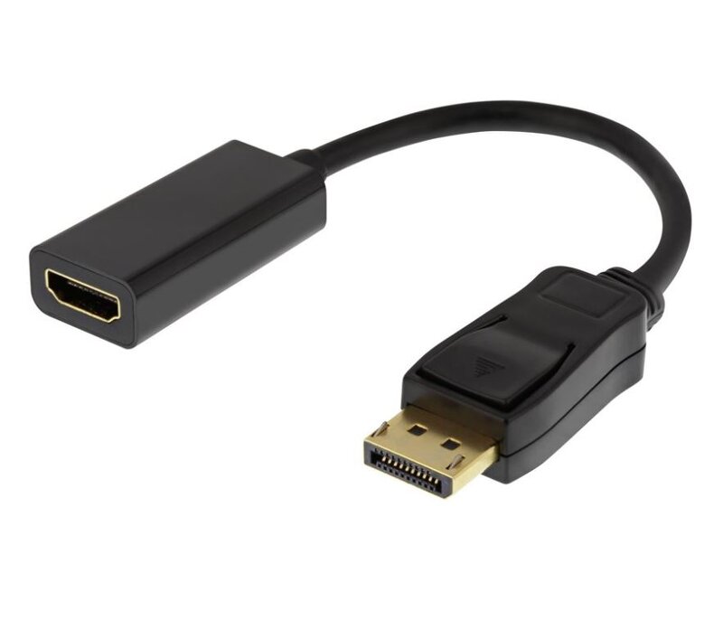 DELTACO DisplayPort hane till HDMI hona adapter DisplayPort dual-mode (DP++) guldpläterad 3840×21