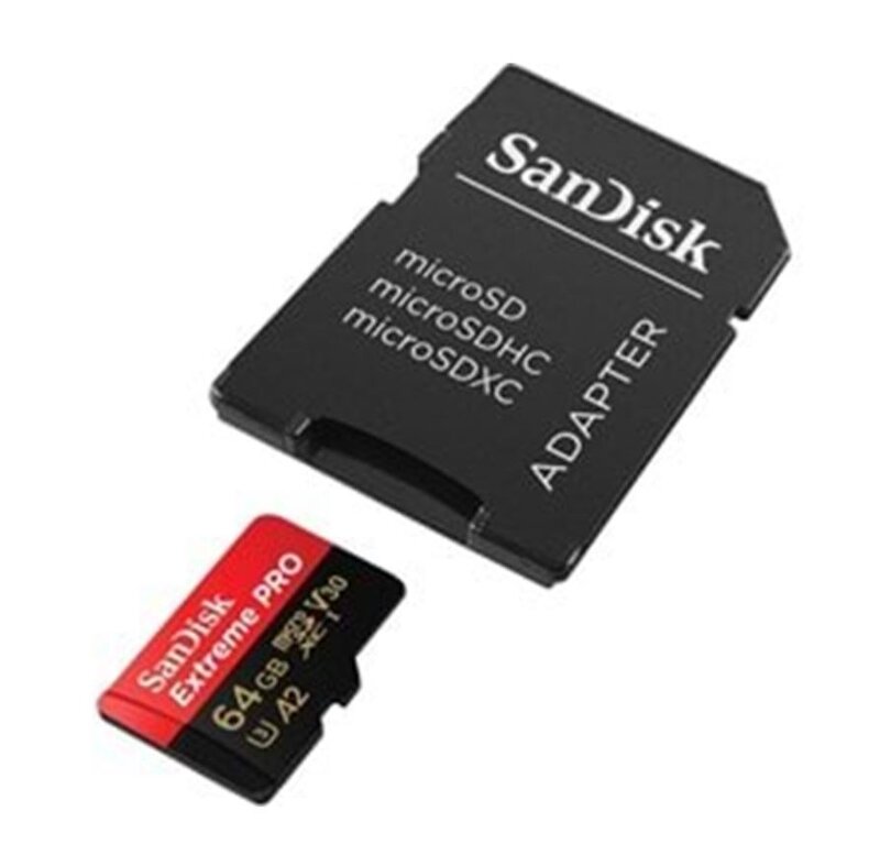 SanDisk Extreme PRO microSDXC – 64GB + SD Adapter + 2 års RescuePRO Deluxe / 200MB/s / Class 10 / V3