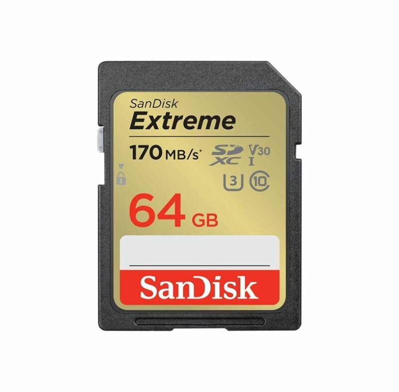 SanDisk Extreme – 64GB SDXC Memory Card + 1 år RescuePRO Deluxe / 170MB/s /& 80MB/s / UHS-I / Class