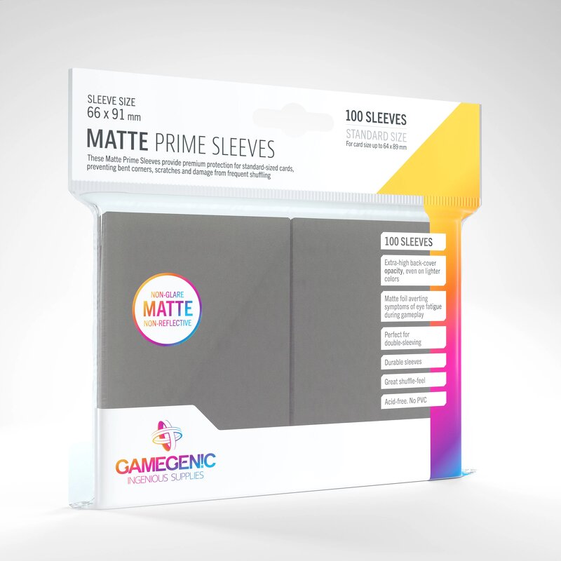 Läs mer om Gamegenic Matte Prime Sleeves Dark Grey (100 st)