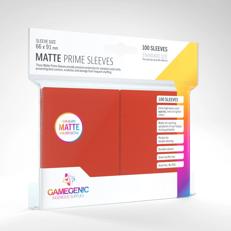 Läs mer om Gamegenic Matte Prime Sleeves Red (100 st)