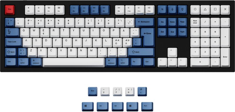 Keychron Q3/Q4/Q6/K8 PBT Modern Blue Keycap set ISO Nordic