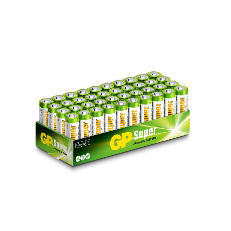 GP Super Alkaline AA-batteri, LR6, 40-pack
