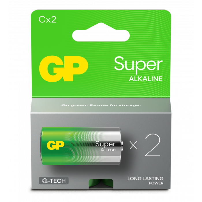 Product Image for GP Super Alkaline C-batteri, 14A/LR14, 2-pack