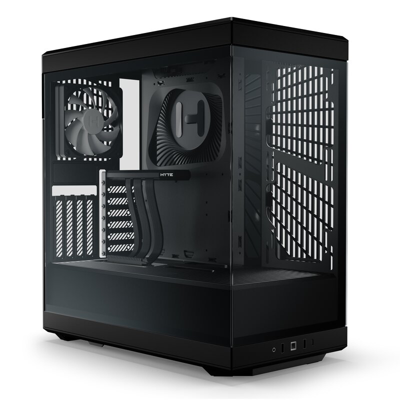 HYTE Y40 Miditower - Black / Panoramic Glass Veil / included PCIe 4.0 riser cable / 2 included fans
