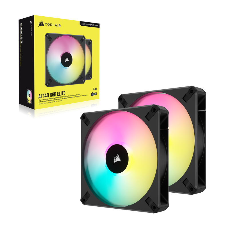 Product Image for Corsair AF140 RGB Elite / iCUE-RGB / PWM / 140mm / 2-pack - Svart