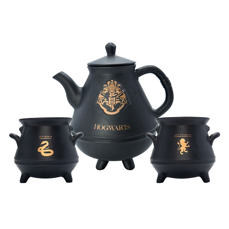 HARRY POTTER – Teapot – with Hogwarts cauldrons set