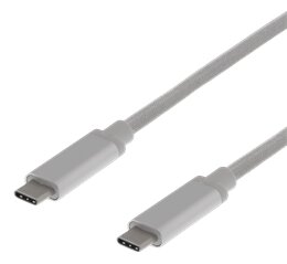 Deltaco USB-C till USB-C-kabel 0,5m 60W USB PD 10 Gbps silver
