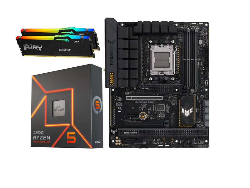 Product Image for ASUS TUF GAMING B650-PLUS WIFI + AMD Ryzen 5 7600X + Kingston Fury Beast RGB 32GB