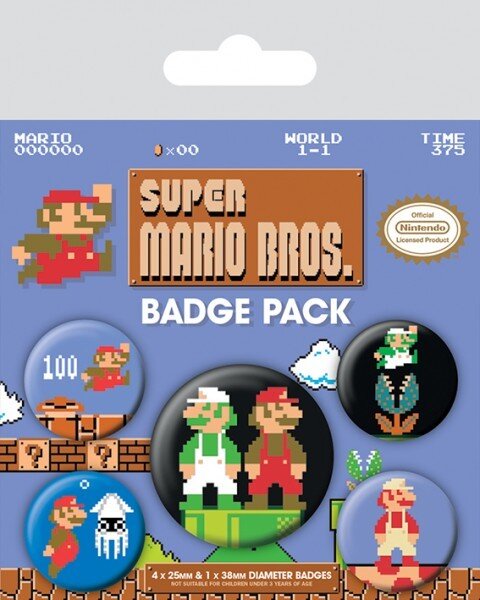 Hole in the Wall Super Mario Bros: Retro Badge Pack