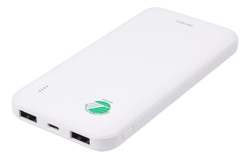 Deltaco Svanenmärkt Powerbank 10 000 mAh / 2x USB-A - Vit