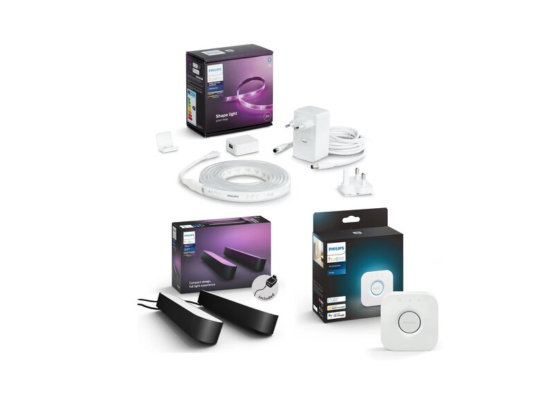 Läs mer om Philips Hue Lightstrip Plus V4 / Startpaket + Hue White and Color Ambiance Play 2-pack + Philips Hue