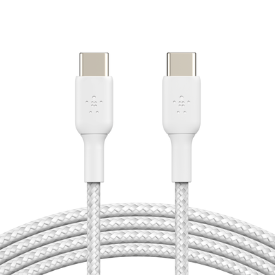 Product Image for Belkin - Nylonflätad USB-C till USB-C laddningskabel - Vit