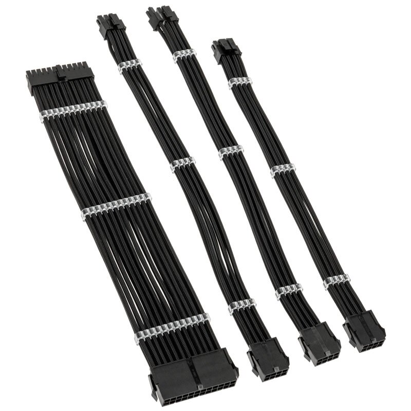 Kolink Core Standard Braided Cable Extension Kit 2x 6+2pin 1x 4+4pin 1x 20-4pin – Jet Black