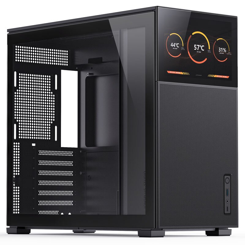 Jonsbo D41 ATX Case, Tempered Glass - Black - Mesh - With screen