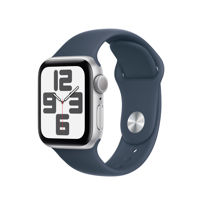 Product Image for Apple Watch SE GPS 40mm / Silver Aluminium Case med Storm Blue Sport Band - S/M