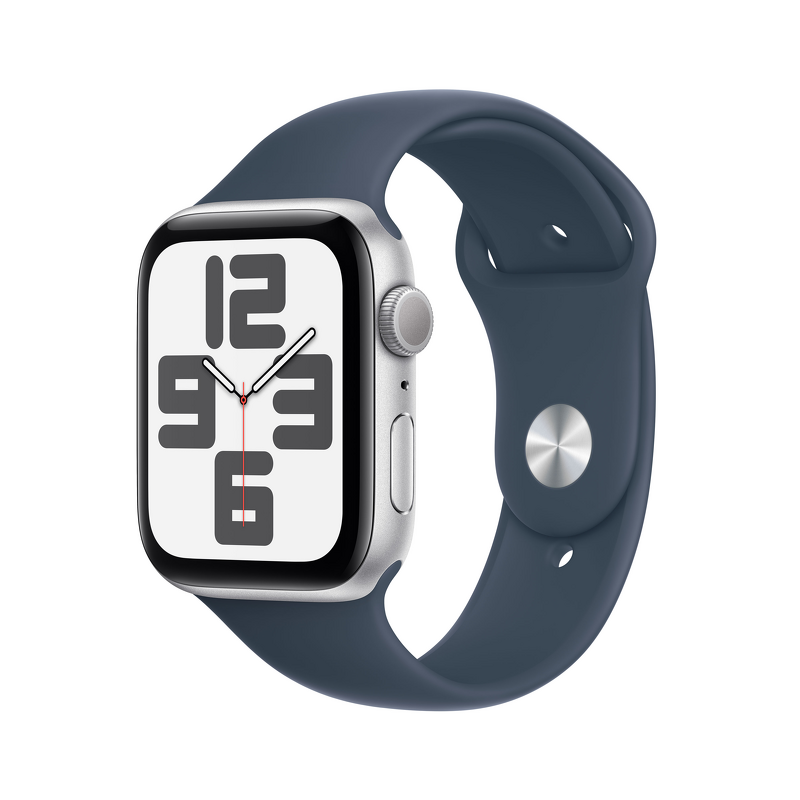 Product Image for Apple Watch SE GPS 44mm / Silver Aluminium Case med Storm Blue Sport Band - S/M