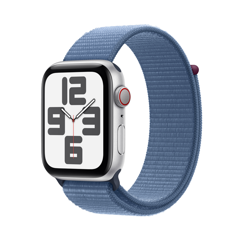Product Image for Apple Watch SE GPS + Cellular 44mm / Silver Aluminium Case med Winter Blue Sport Loop
