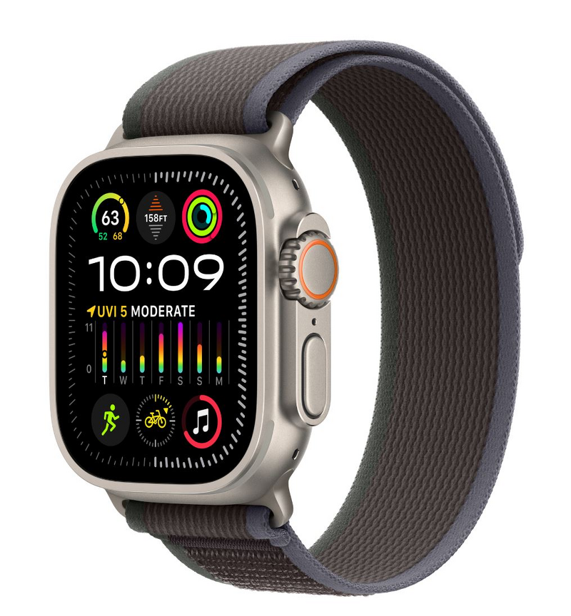 Product Image for Apple Watch Ultra 2 GPS + Cellular 49mm / Titanium Case / Blue/Black Trail Loop - S/M