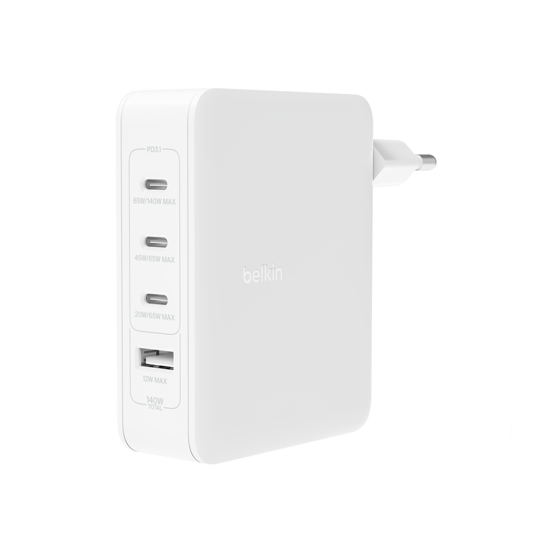 Product Image for Belkin 140W GaN laddare, 3 USB-C, 1 USB-A Inkl EU/UK/US plugs