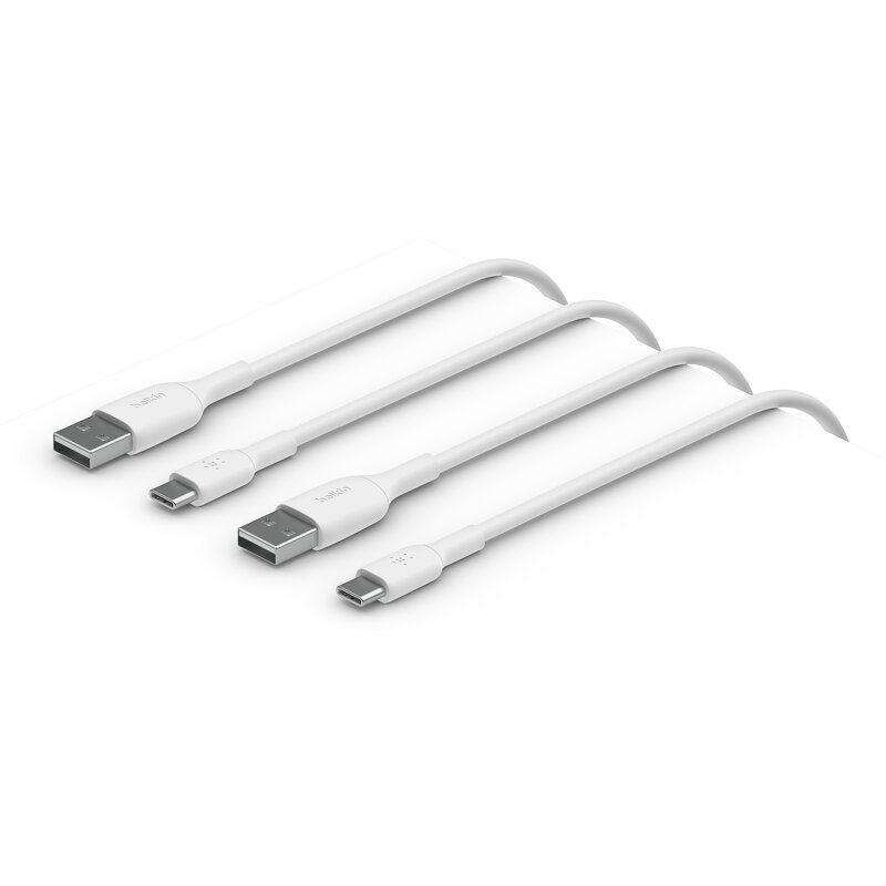 Belkin BoostCharge USB-A till USB-C laddkabel. 1m, 2 pack - Vit