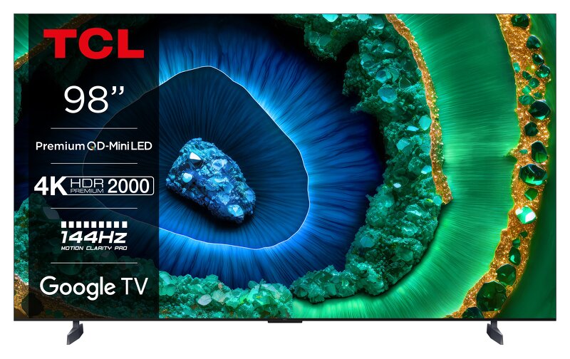 TCL 98" 98C955 / 4K / QD-Mini LED / 144 Hz / Smart Google TV, Motion Clarity Pro, Onkyo 2.2.2-ljud