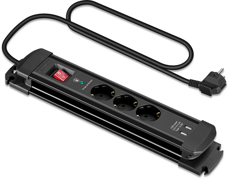 Product Image for Andersson Grenuttag med Överspänningsskydd x3 uttag / 2xUSB-A (12000A) - 1,5m