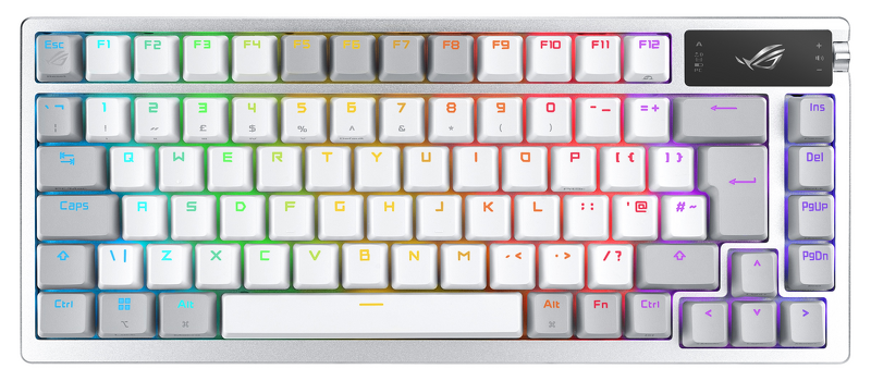 Product Image for Asus ROG Azoth 75 Gaming Wireless PBT Keycaps Snow Switches - Moonlight White