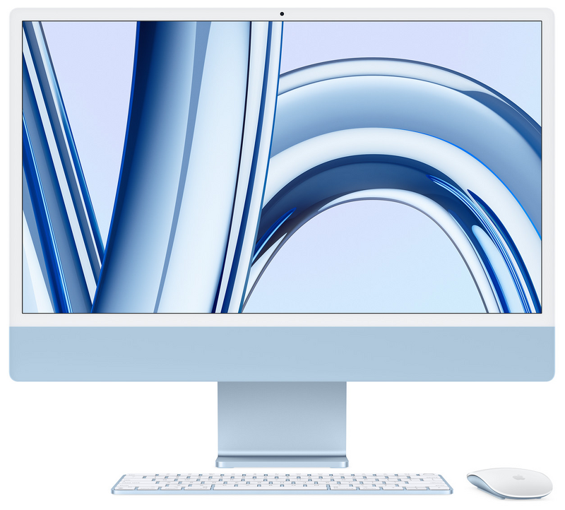 Product Image for Apple 24" iMac / Retina 4.5K / Apple M3 chip / 8 core CPU / 10 core GPU / 8GB / 512GB SSD - Blue