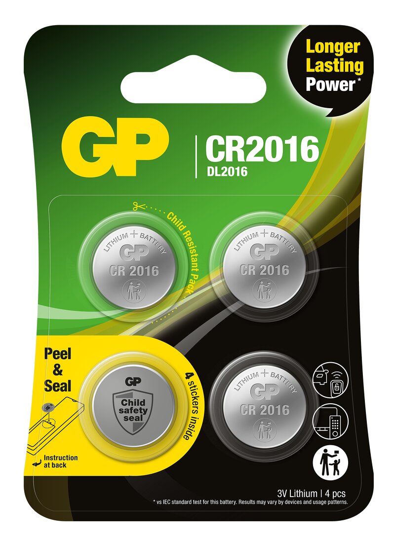 GP knappcell Lithium CR2016 4-pack